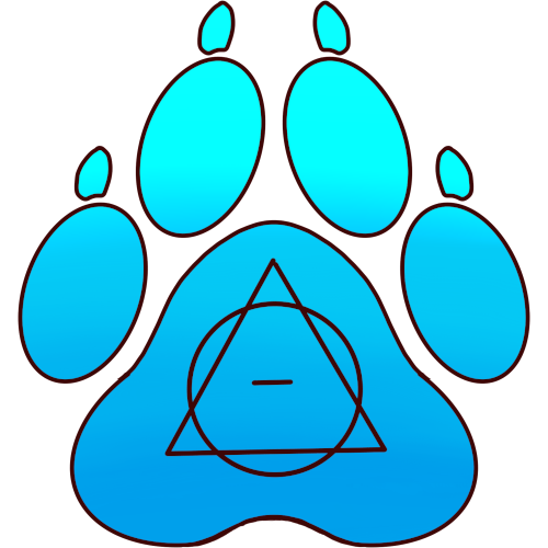 cyan paw with a theta delta therian symbol on it